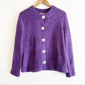 WindiRiver Loop Knit Button Front Cardigan Purple Medium EUC